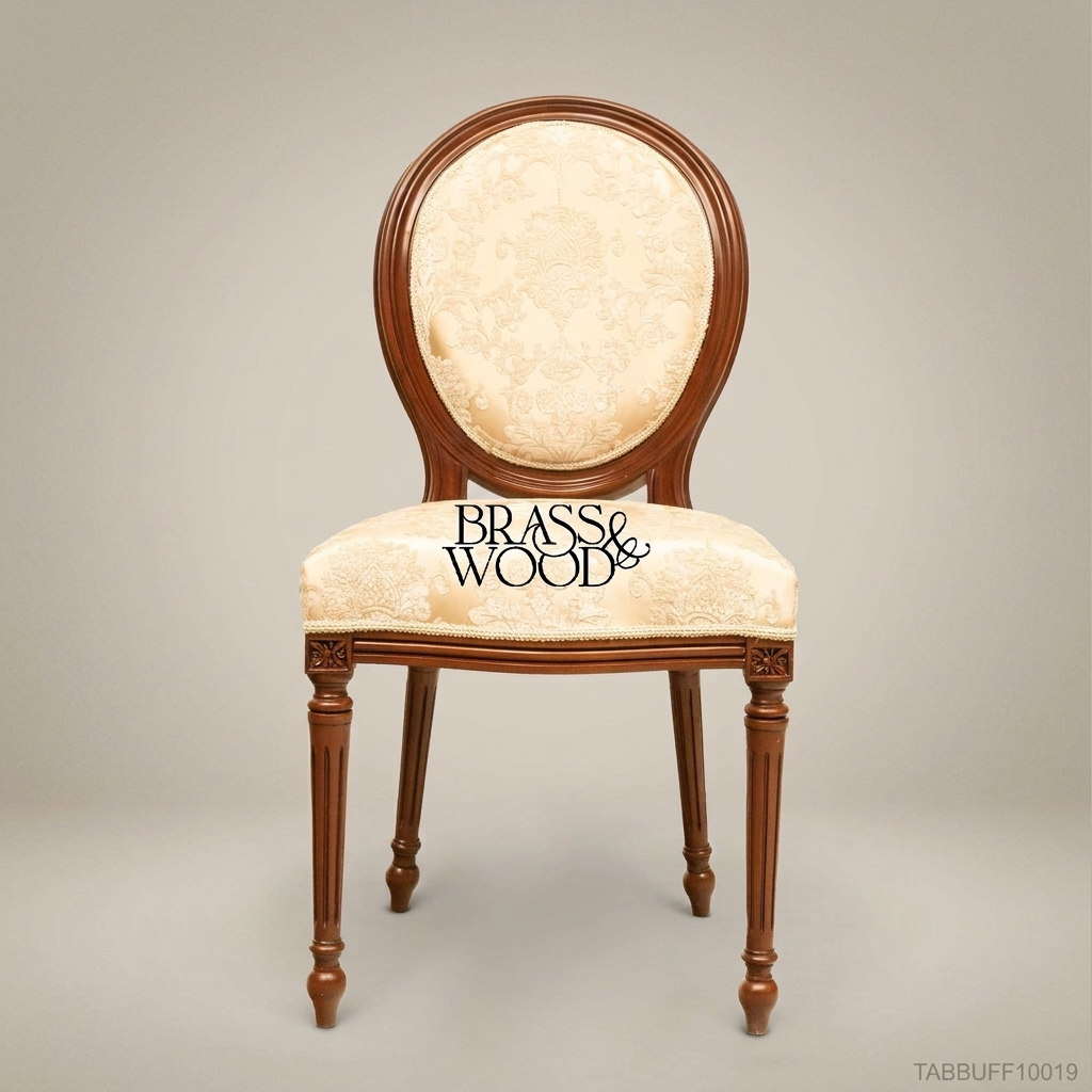 Brass & Wood Louis XVI Medallion Dining Chair — Without Arms