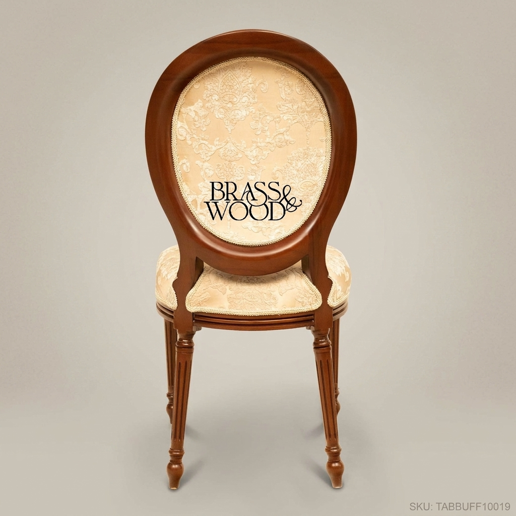 Brass & Wood Louis XVI Medallion Dining Chair — Without Arms