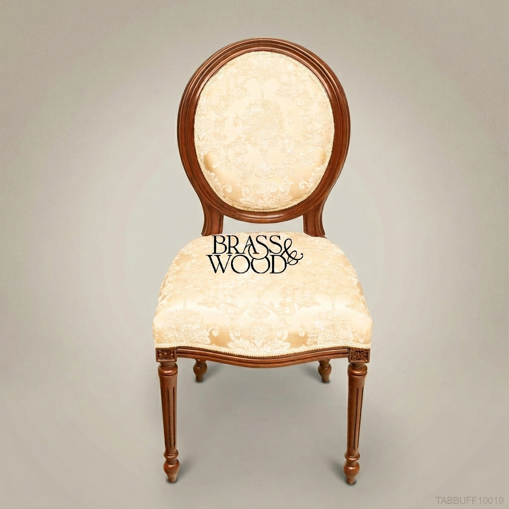 Brass & Wood Louis XVI Medallion Dining Chair — Without Arms