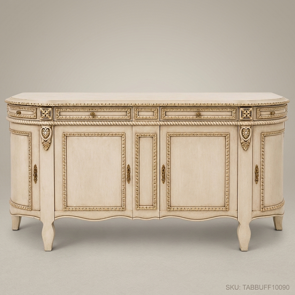 Brass & Wood Neoclassical Carved Buffet — 600cm