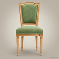 Brass & Wood Upholstered Dining Chair — Without Arms