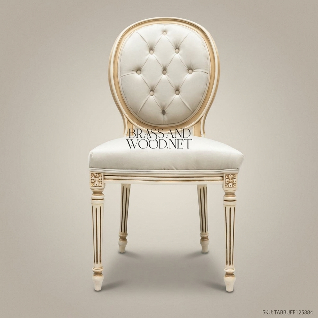 Louis XVI Dining Chair with Tufted Oval Back (Without Arms)