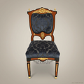Brass & Wood Empire Damask Dining Chair — Without Arms
