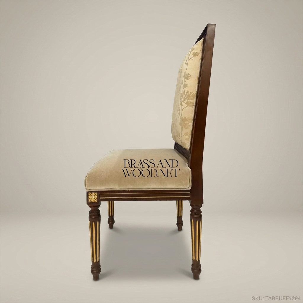 Floral Damask Mahogany Dining Chair — Without Arms