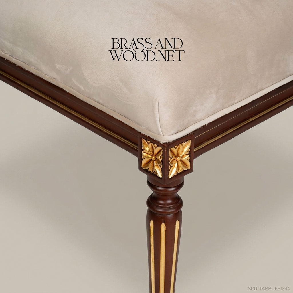 Floral Damask Mahogany Dining Chair — Without Arms