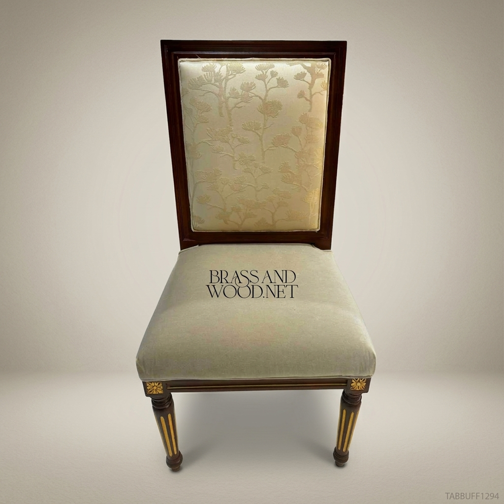 Floral Damask Mahogany Dining Chair — Without Arms