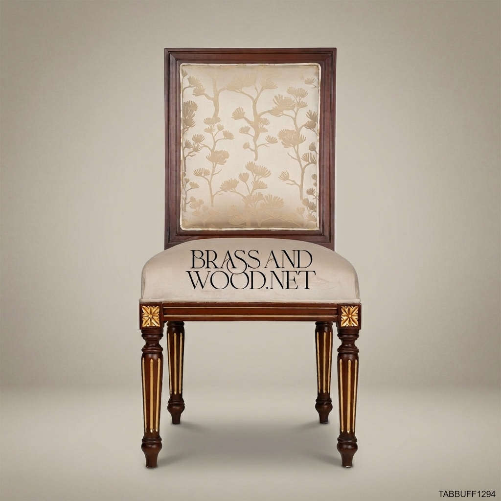 Floral Damask Mahogany Dining Chair — Without Arms