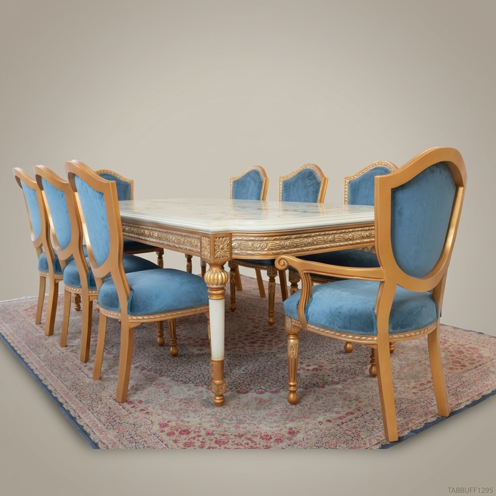Brass & Wood Upholstered Dining Chair — Without Arms