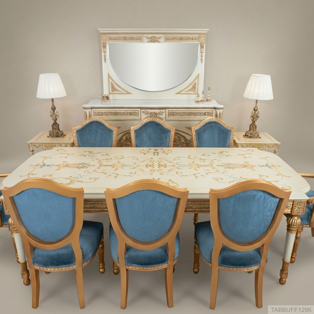 Brass & Wood Upholstered Dining Chair — With Arms