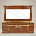 Brass & Wood Neoclassical Buffet with Mirror