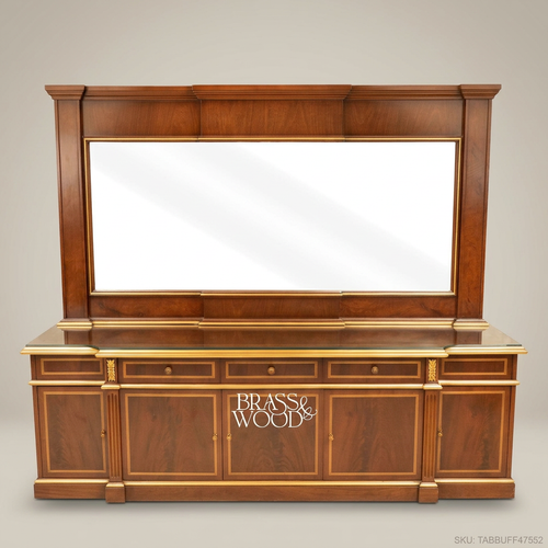 Brass & Wood Neoclassical Buffet with Mirror