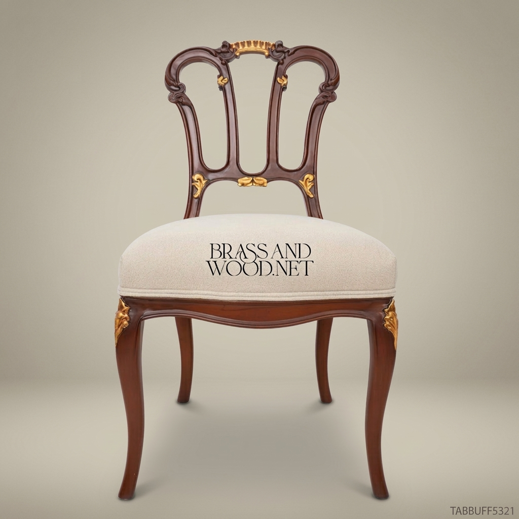 Rococo Dining Chair with Gold-Leaf Carved Backrest (Without Arms)