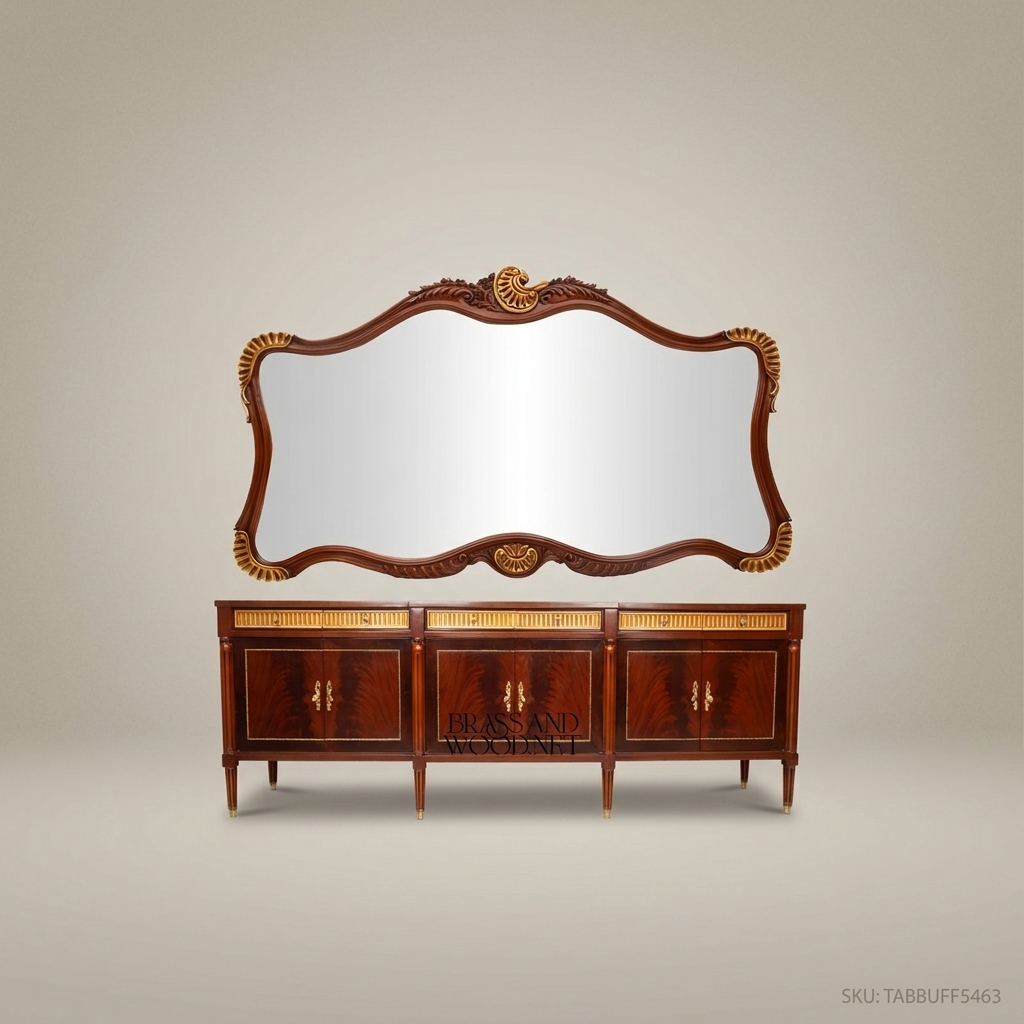 Louis XVI Mahogany & Gilt Dining Buffet — 450cm