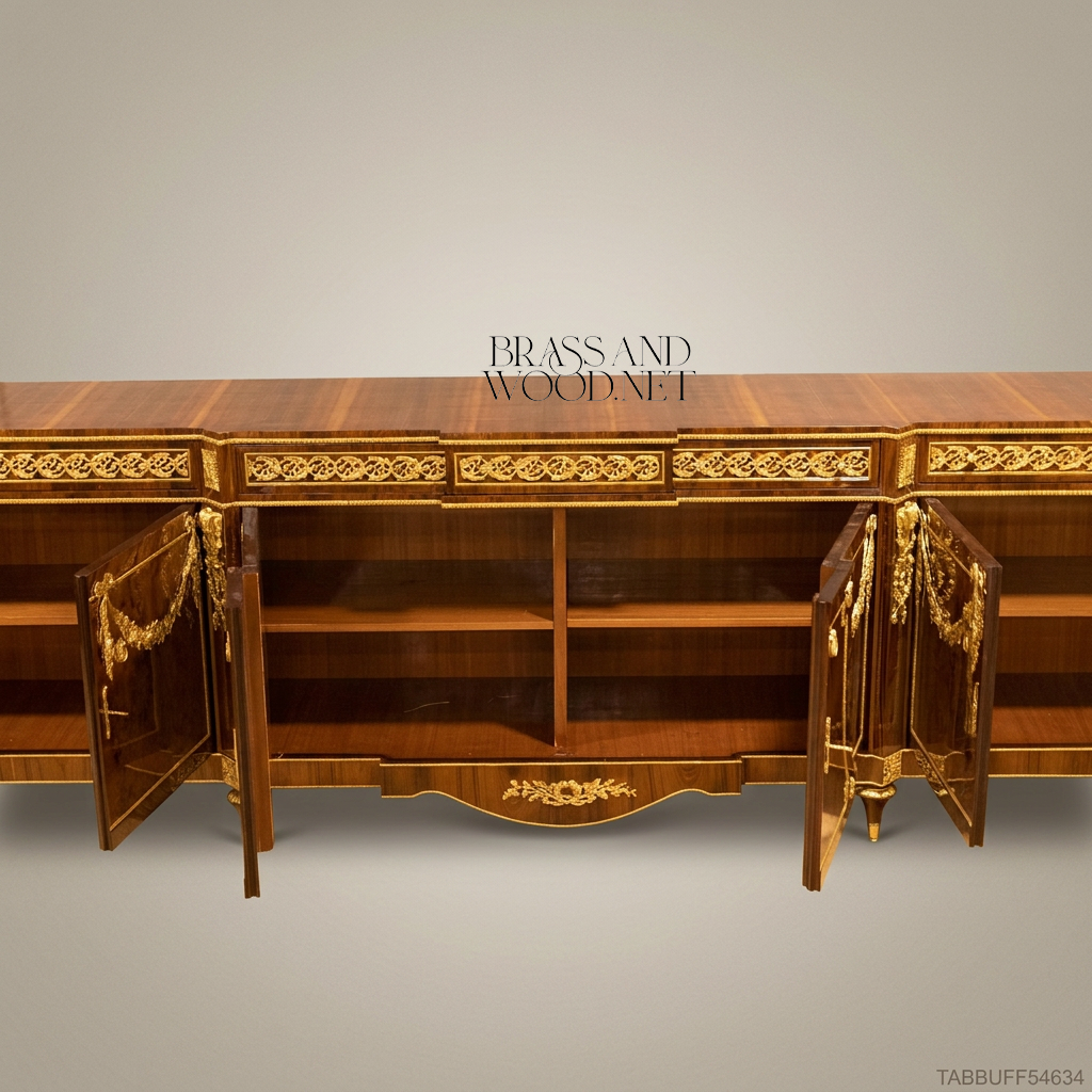 Brass & Wood Louis XVI Ormolu-Mounted Buffet — 200cm