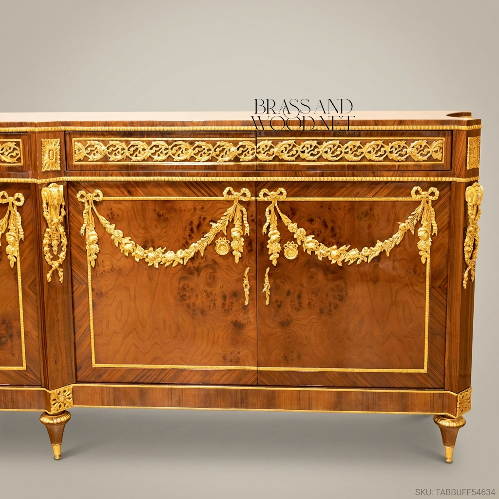 Brass & Wood Louis XVI Ormolu-Mounted Buffet — 200cm
