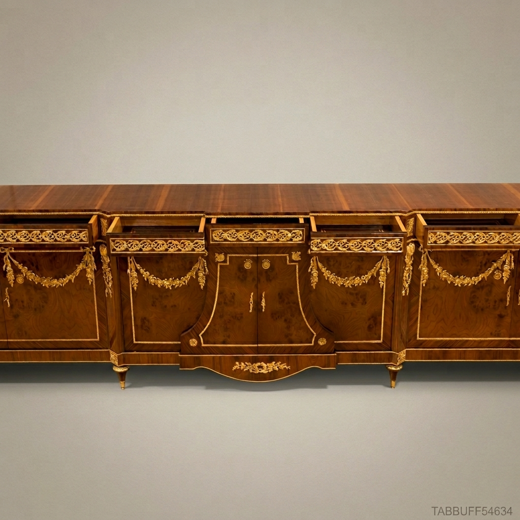Brass & Wood Louis XVI Ormolu-Mounted Buffet — 250cm