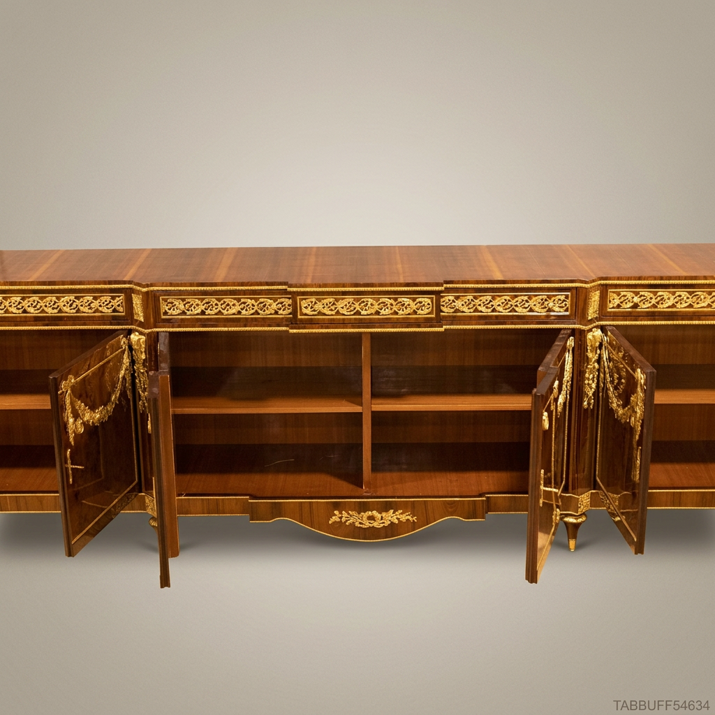 Brass & Wood Louis XVI Ormolu-Mounted Buffet — 300cm