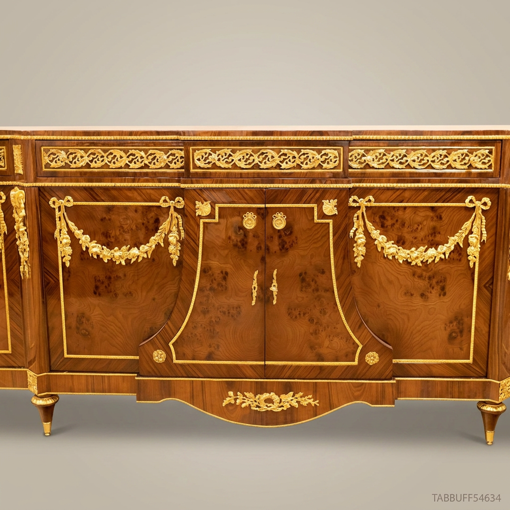 Brass & Wood Louis XVI Ormolu-Mounted Buffet — 400cm