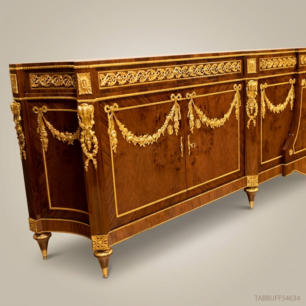 Brass & Wood Louis XVI Ormolu-Mounted Buffet — 400cm