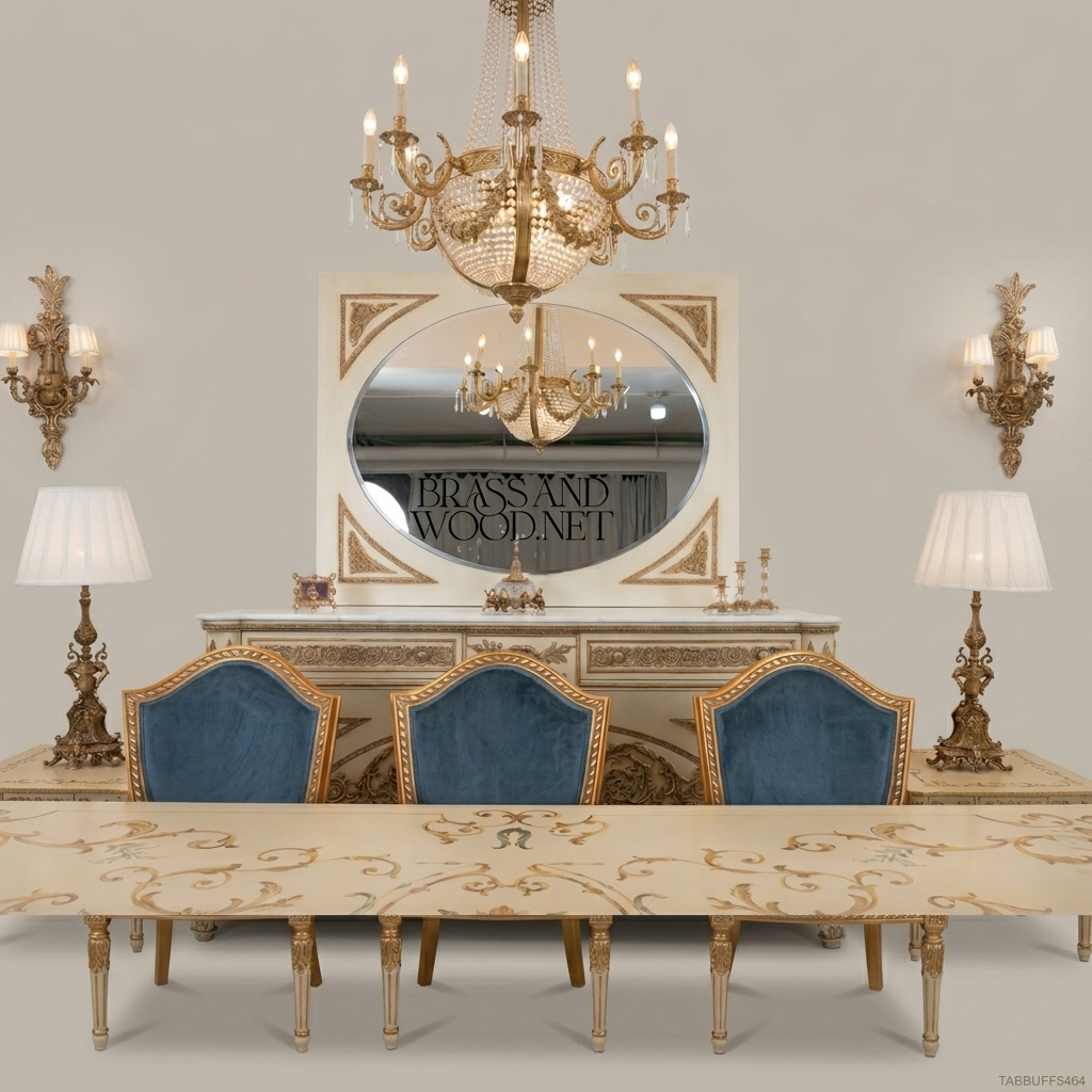 Royal Carved Dining Buffet with Mirror