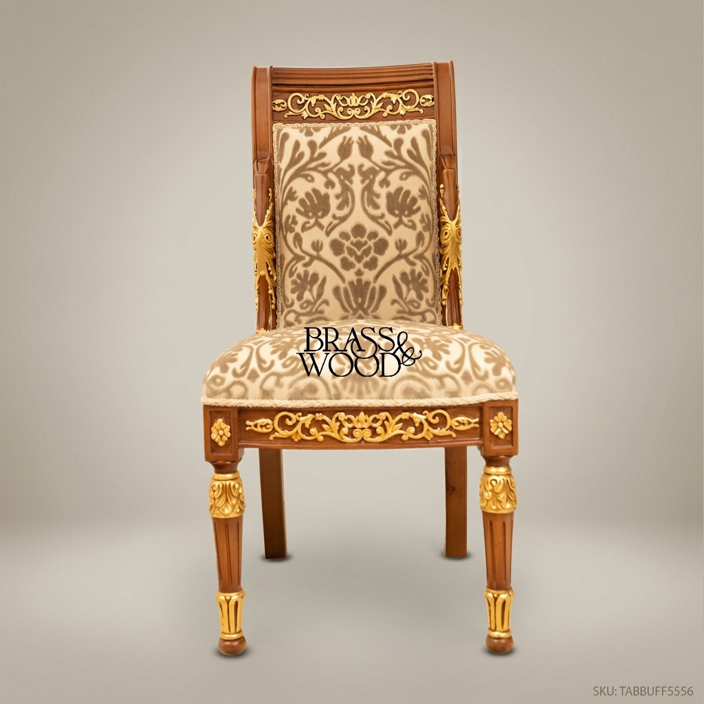 Brass & Wood Empire Gilded Dining Chair — Without Arms