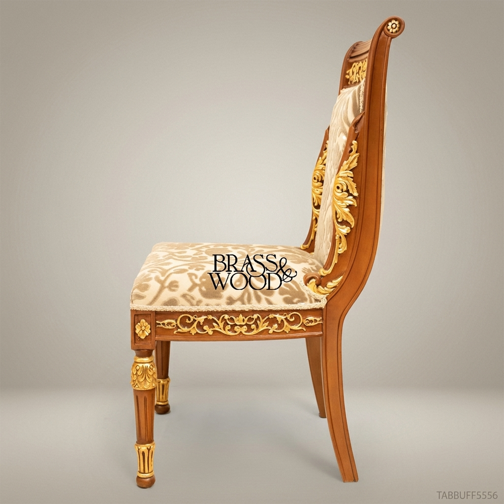 Brass & Wood Empire Gilded Dining Chair — Without Arms