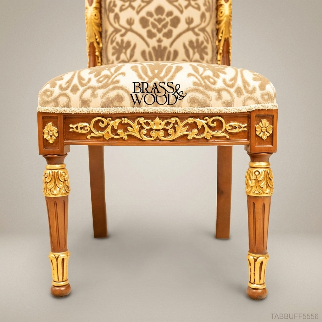 Brass & Wood Empire Gilded Dining Chair — Without Arms