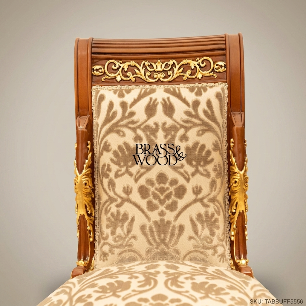 Brass & Wood Empire Gilded Dining Chair — Without Arms
