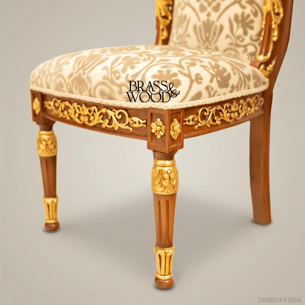 Brass & Wood Empire Gilded Dining Chair — Without Arms