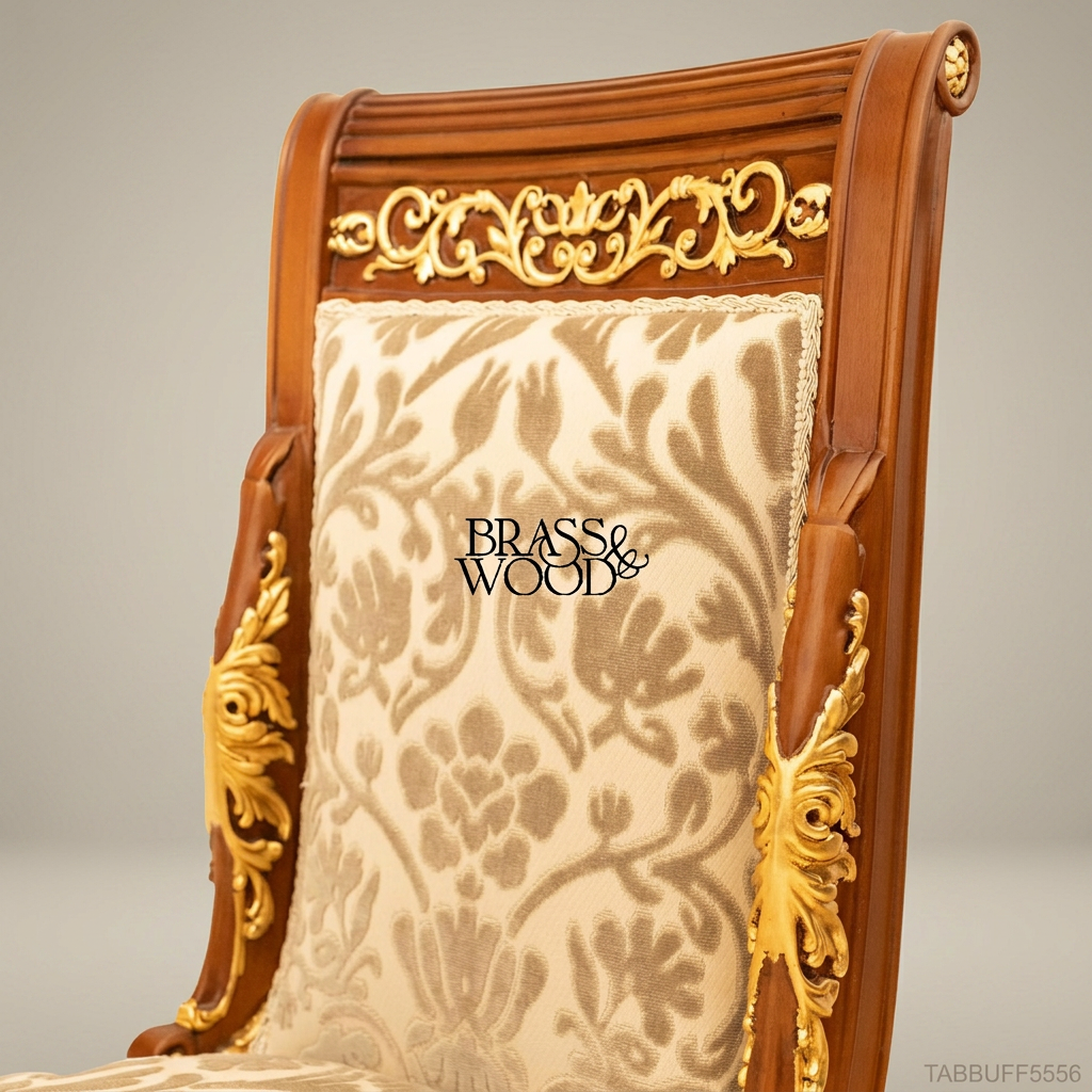 Brass & Wood Empire Gilded Dining Chair — Without Arms