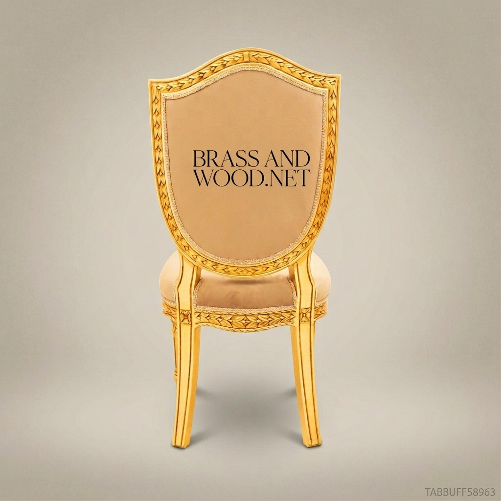 Brass & Wood Louis XVI Shield-Back Dining Chair — Without Arms