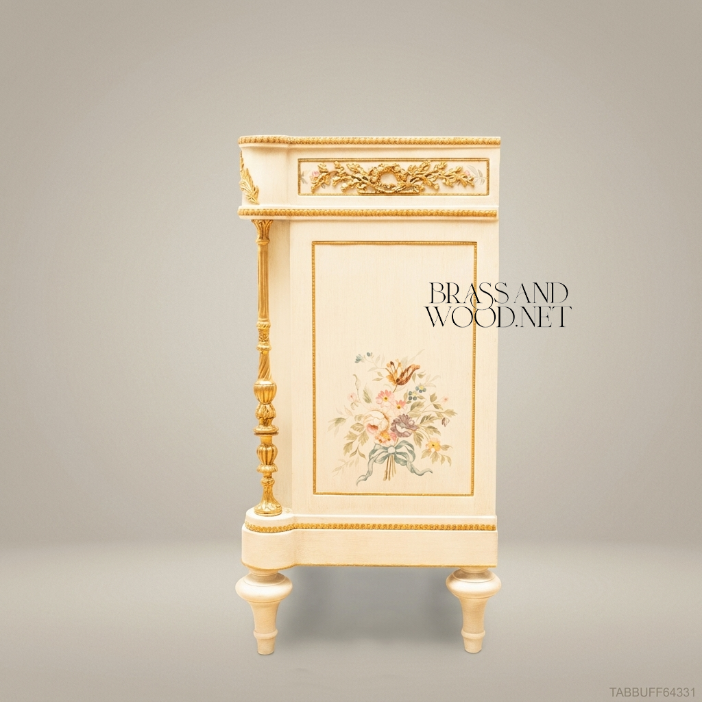Louis XVI Floral Painted Dining Suite with Gilt Accents