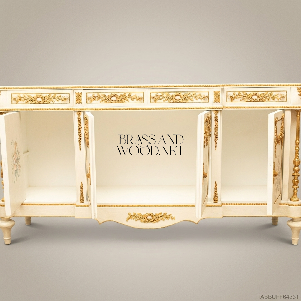 Louis XVI Floral Painted Dining Suite with Gilt Accents