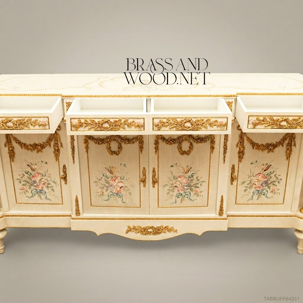 Louis XVI Floral Painted Dining Suite with Gilt Accents