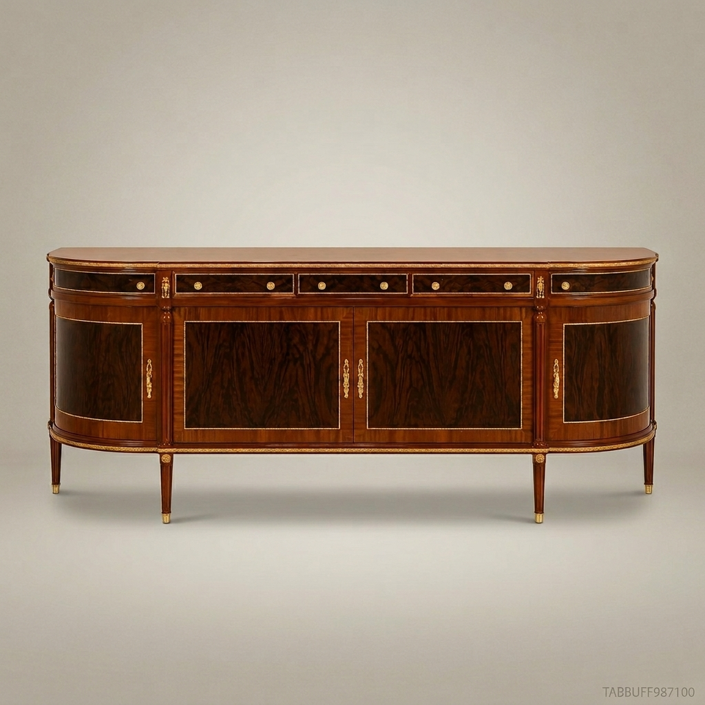 Grand Demilune Brass & Rosewood Dining Buffet — 250cm