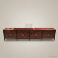 Brass & Wood Neoclassical Inlaid Wood Buffet — 200cm