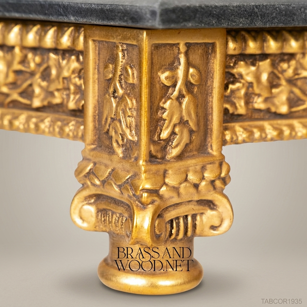 Louis XVI Gilded Wood Corner Table with Black Marble Top