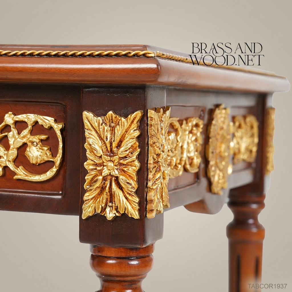 Louis XVI Corner Table with Marquetry Top & Gilt Brass Mounts