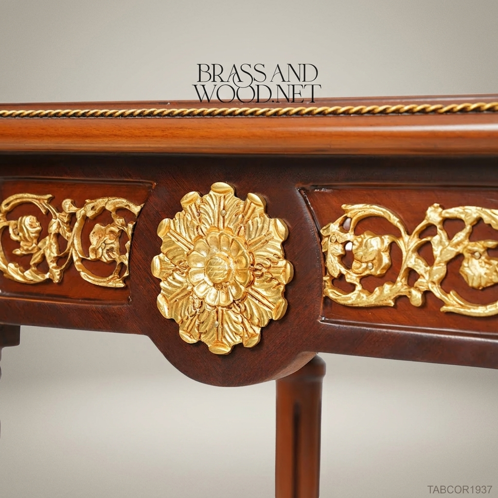 Louis XVI Corner Table with Marquetry Top & Gilt Brass Mounts