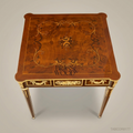 Louis XVI Square Salon Corner Table with Marquetry Top & Gilt Bronze Mounts