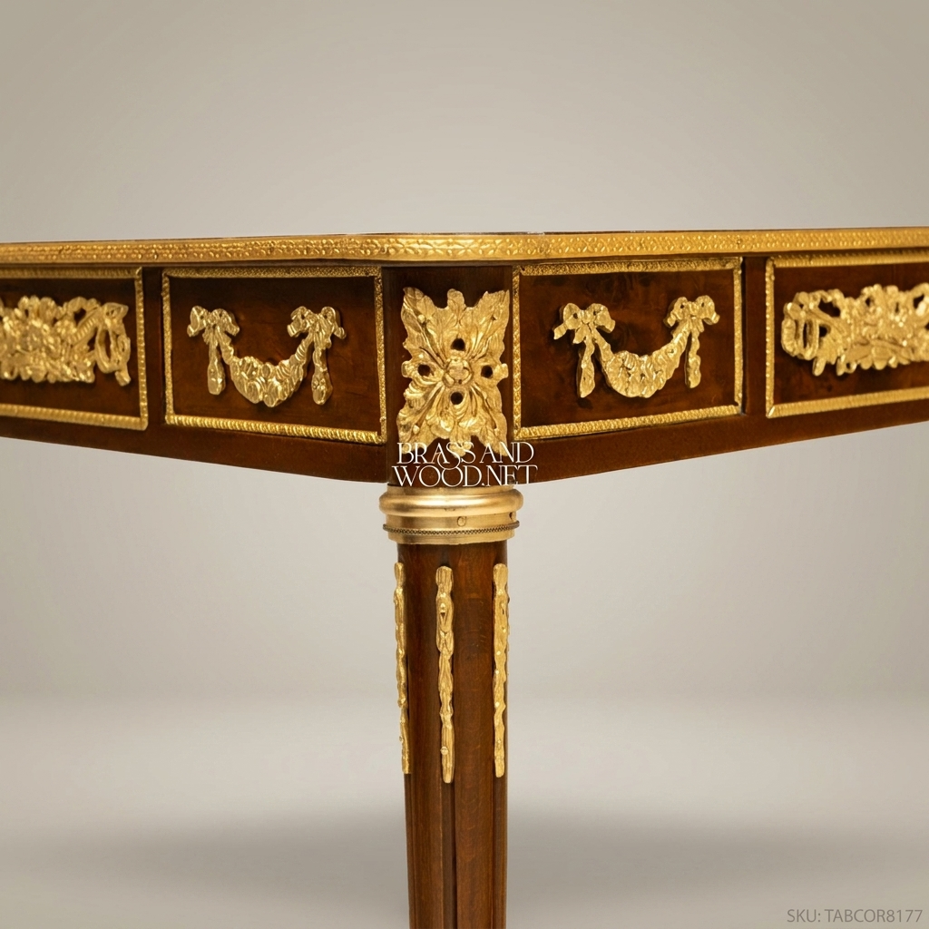 Louis XVI Square Salon Corner Table with Marquetry Top & Gilt Bronze Mounts