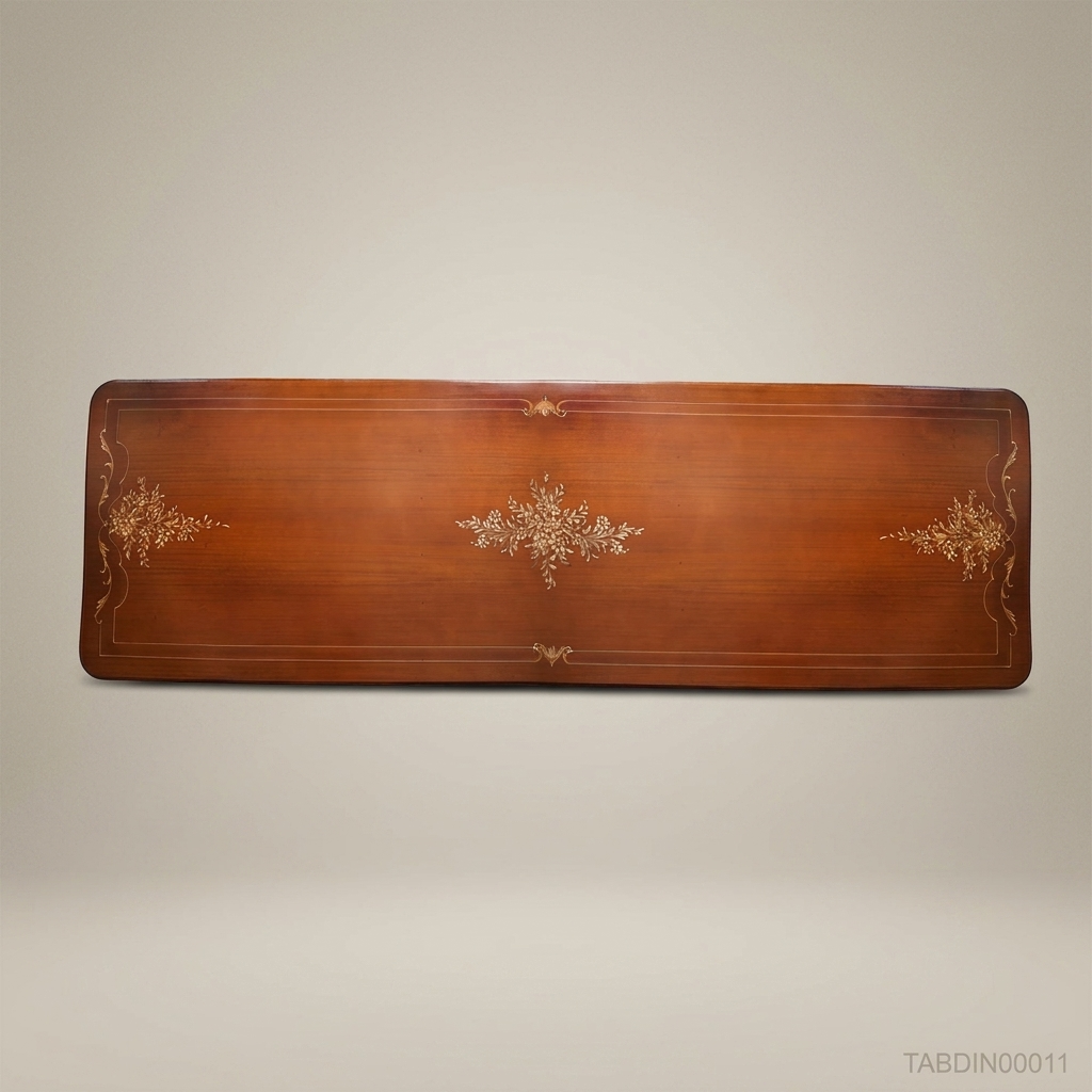 Marquetry Inlay Mahogany Dining Table — 32 Persons