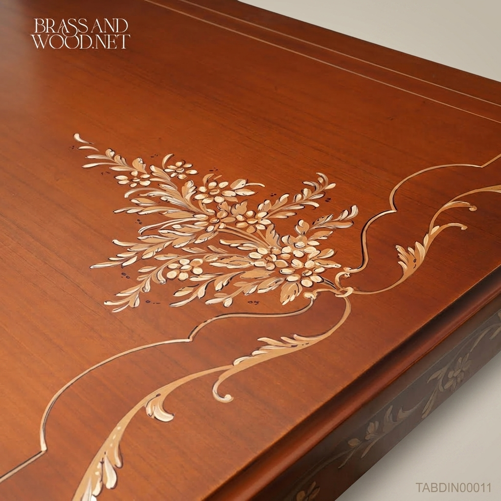 Marquetry Inlay Mahogany Dining Table — 6 Persons