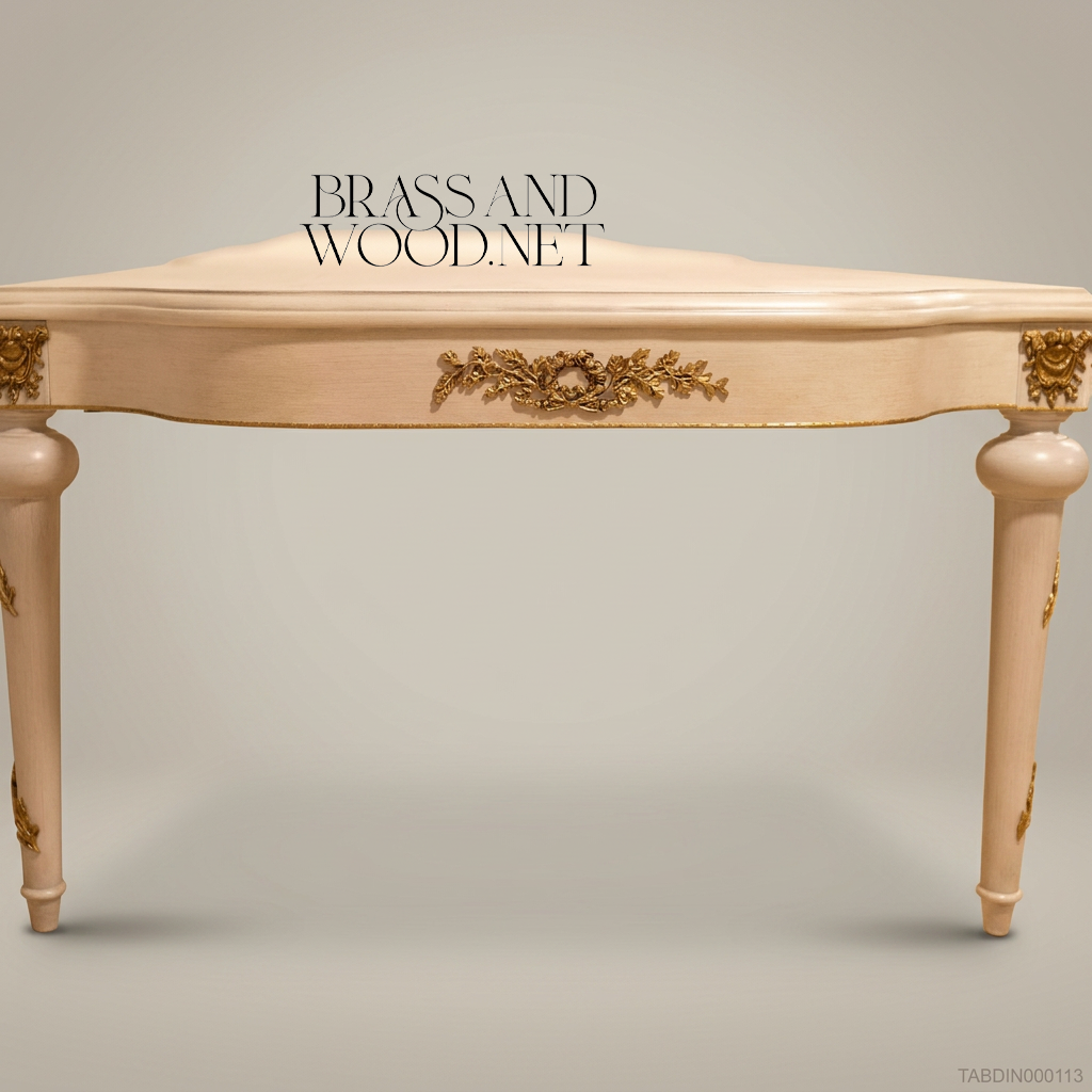Louis XVI Floral Painted Dining Suite with Gilt Accents