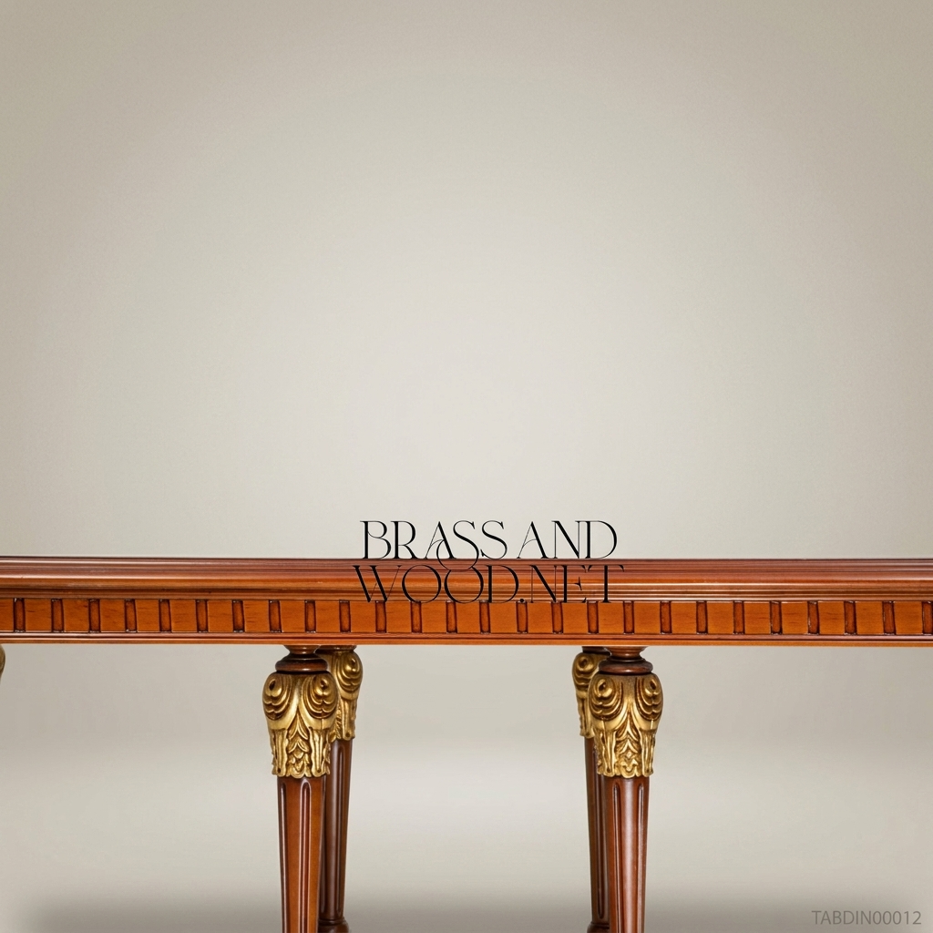 Brass & Wood Louis XVI Oval Dining Table with Gilt Brass Mounts