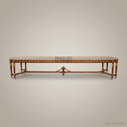 Brass & Wood Louis XVI Grand Dining Table