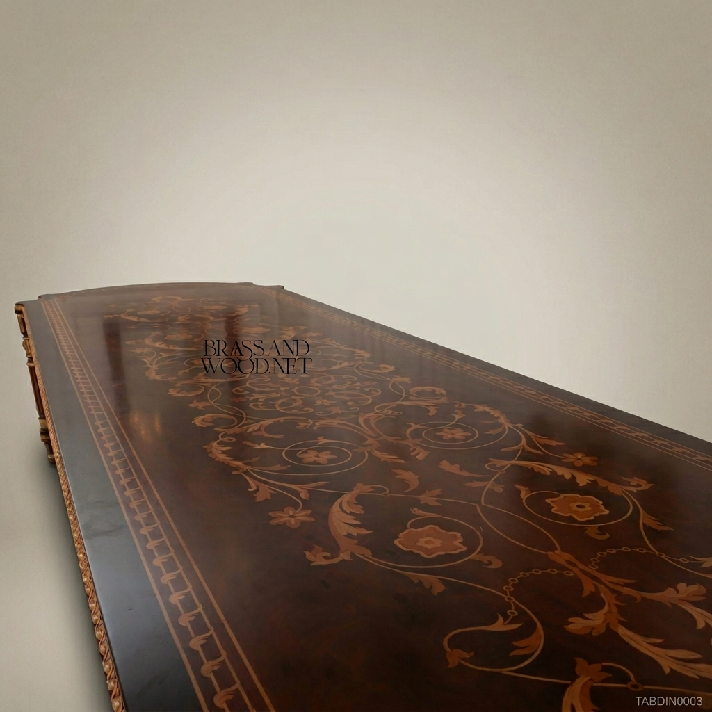 Brass & Wood Louis XVI Grand Dining Table — 12 Persons