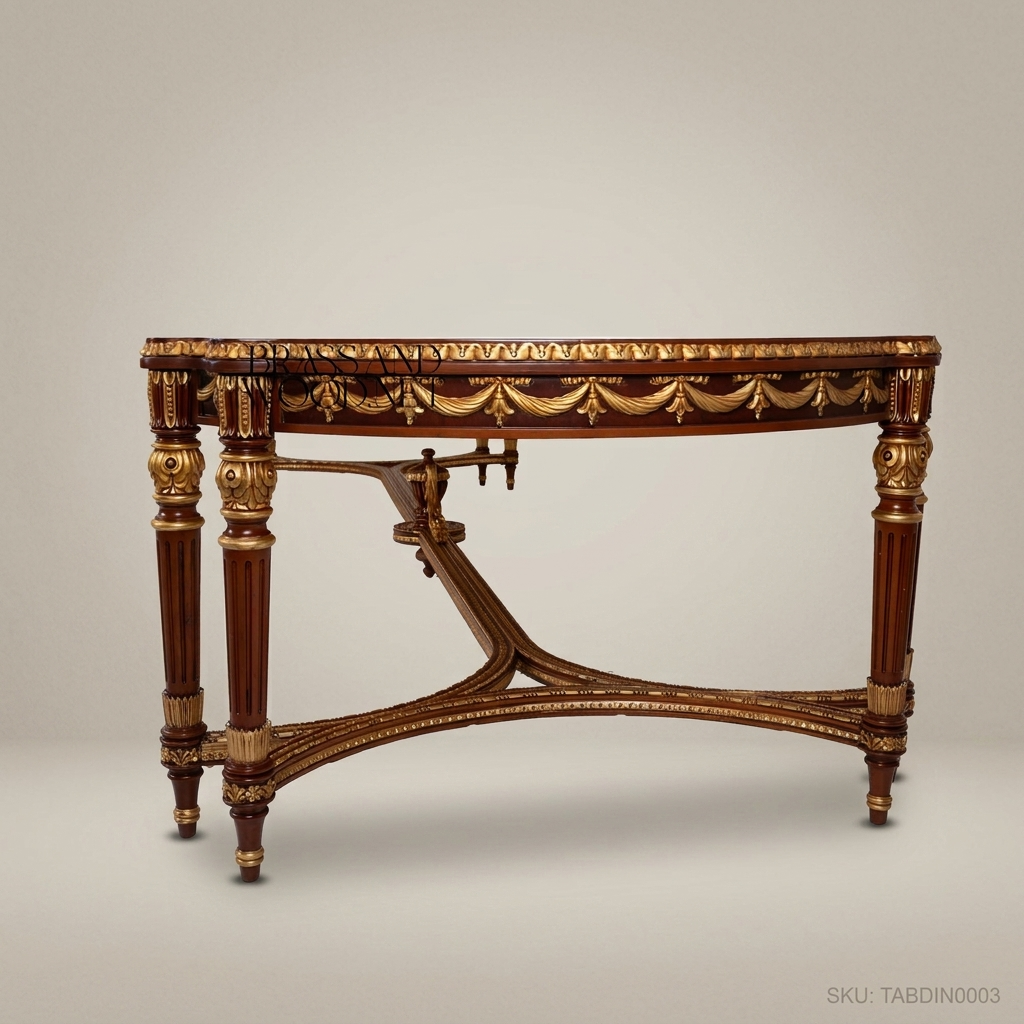 Brass & Wood Louis XVI Grand Dining Table — 16 Persons
