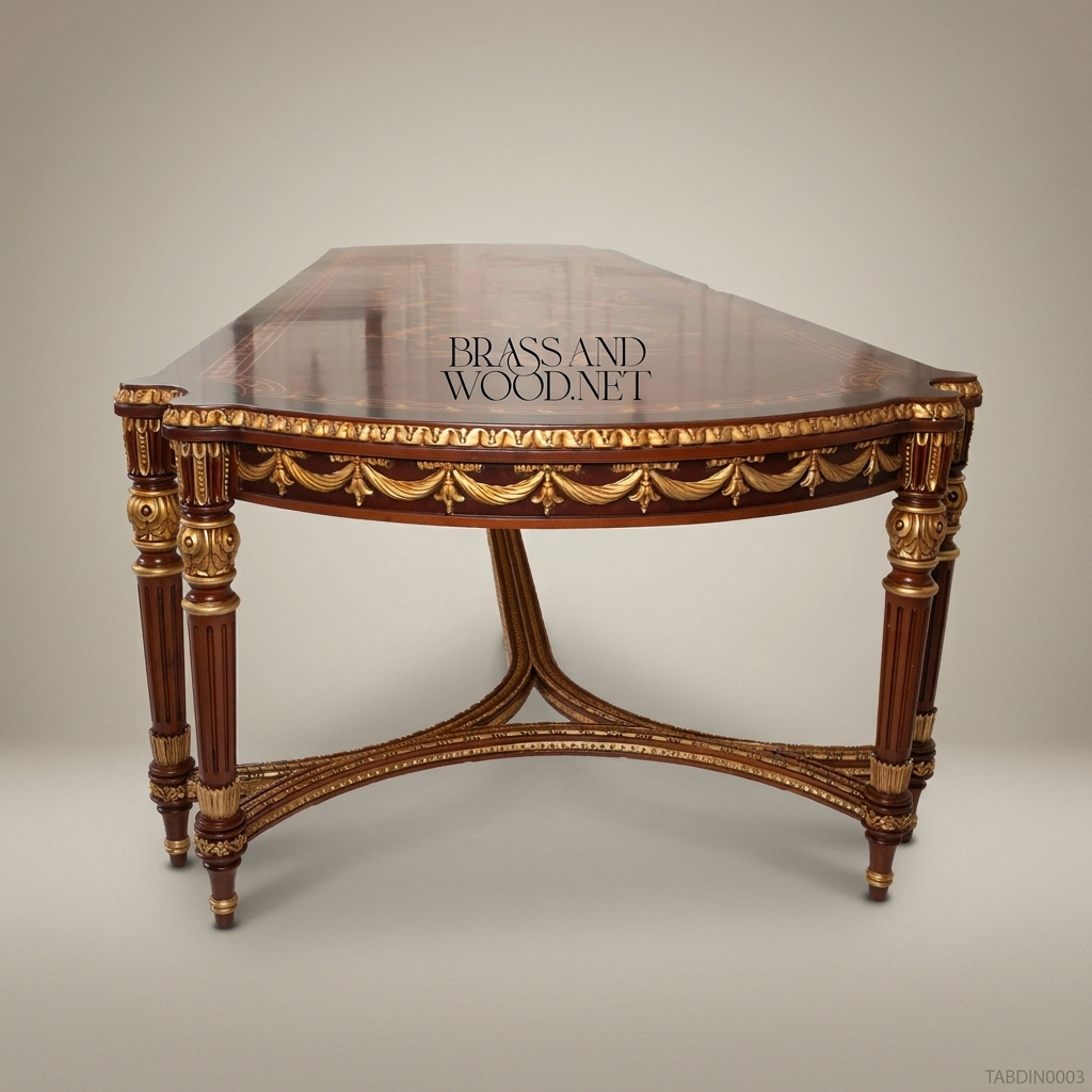 Brass & Wood Louis XVI Grand Dining Table