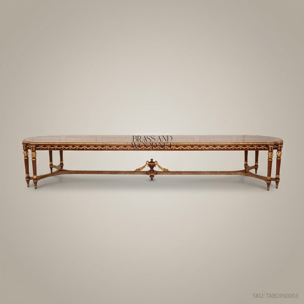 Brass & Wood Louis XVI Grand Dining Table — 6 Persons